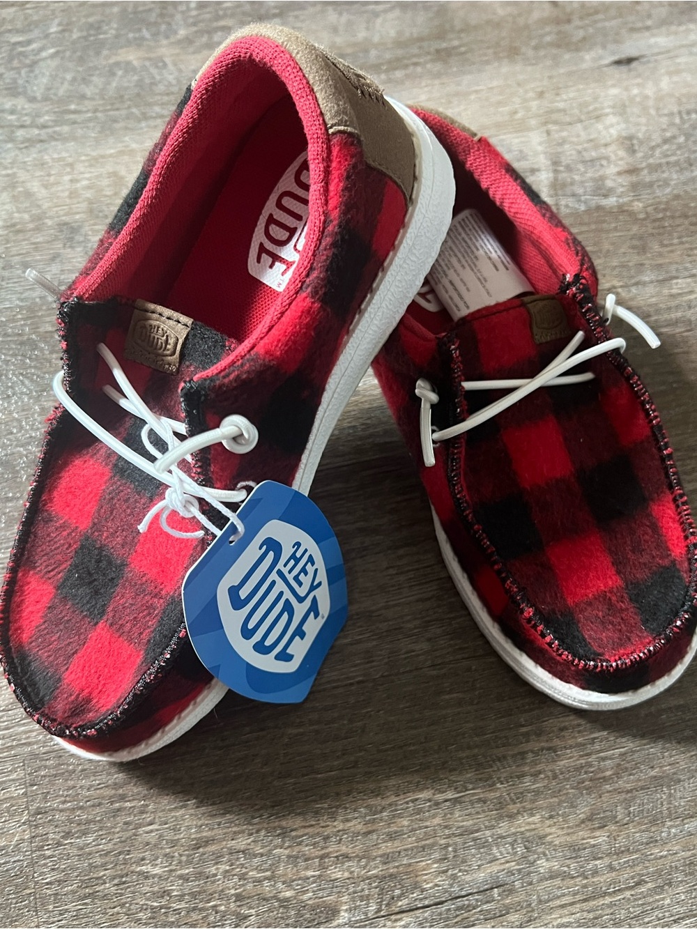 Hey Dude Wally Buffalo Plaid Shoes- Size YT1